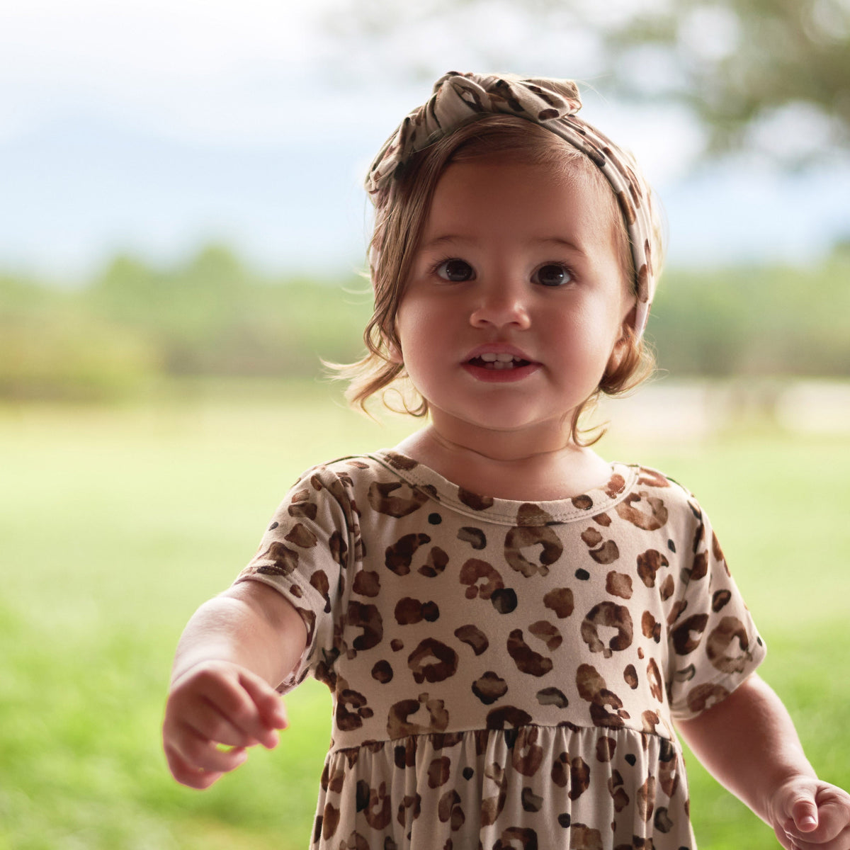 Infant & Toddler Girls Spotted Leopard Buttery Soft Viscose Made from Eucalyptus Twirl Dress, lifestyle photo 3