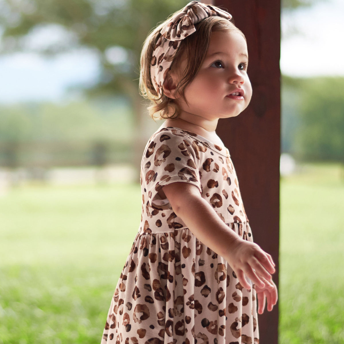 Infant & Toddler Girls Spotted Leopard Buttery Soft Viscose Made from Eucalyptus Twirl Dress, lifestyle photo 4