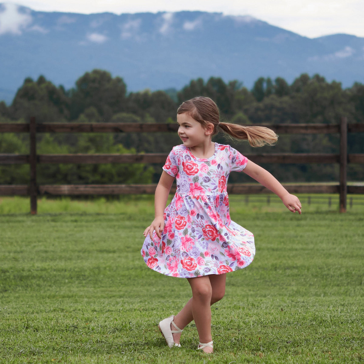 Infant & Toddler Girls Lilac Garden Buttery Soft Viscose Made from Eucalyptus Twirl Dress, lifestyle photo 3