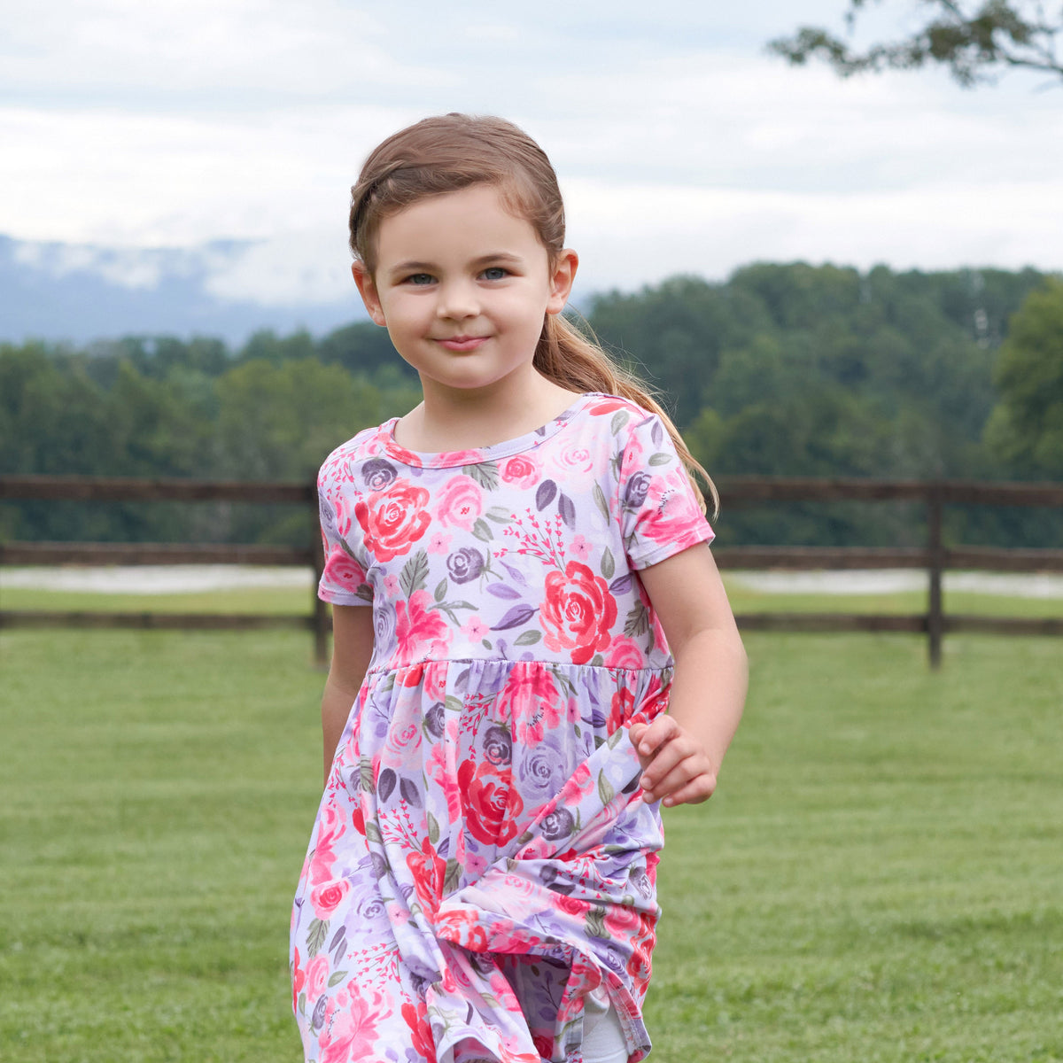 Infant & Toddler Girls Lilac Garden Buttery Soft Viscose Made from Eucalyptus Twirl Dress, lifestyle photo 4