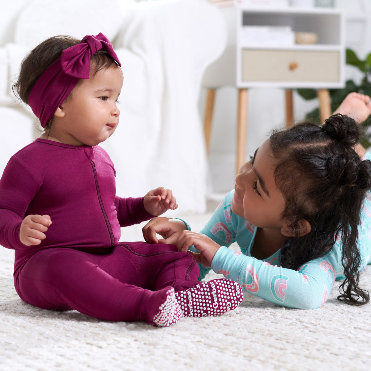 Baby & Toddler Raspberry Buttery Soft Viscose Made from Eucalyptus Snug Fit Footed Pajamas, lifestyle photo 6