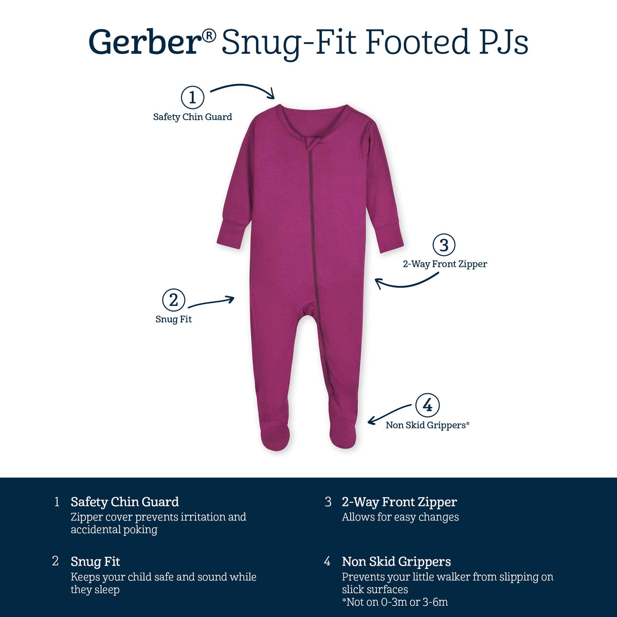 Baby & Toddler Raspberry Buttery Soft Viscose Made from Eucalyptus Snug Fit Footed Pajamas-Gerber Childrenswear Wholesale