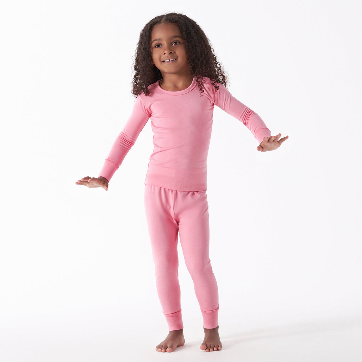 2-Piece Infant & Toddler Pink Lemonade Buttery Soft Viscose Made from Eucalyptus Snug Fit Pajamas, lifestyle photo 2