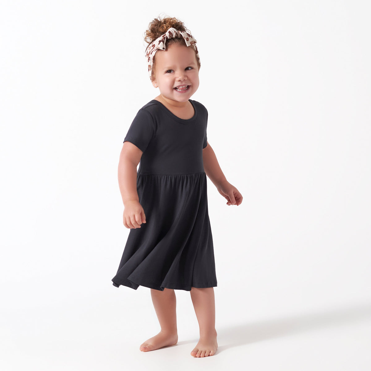 Infant & Toddler Girls Shadow Buttery Soft Viscose Made from Eucalyptus Twirl Dress, lifestyle photo 1
