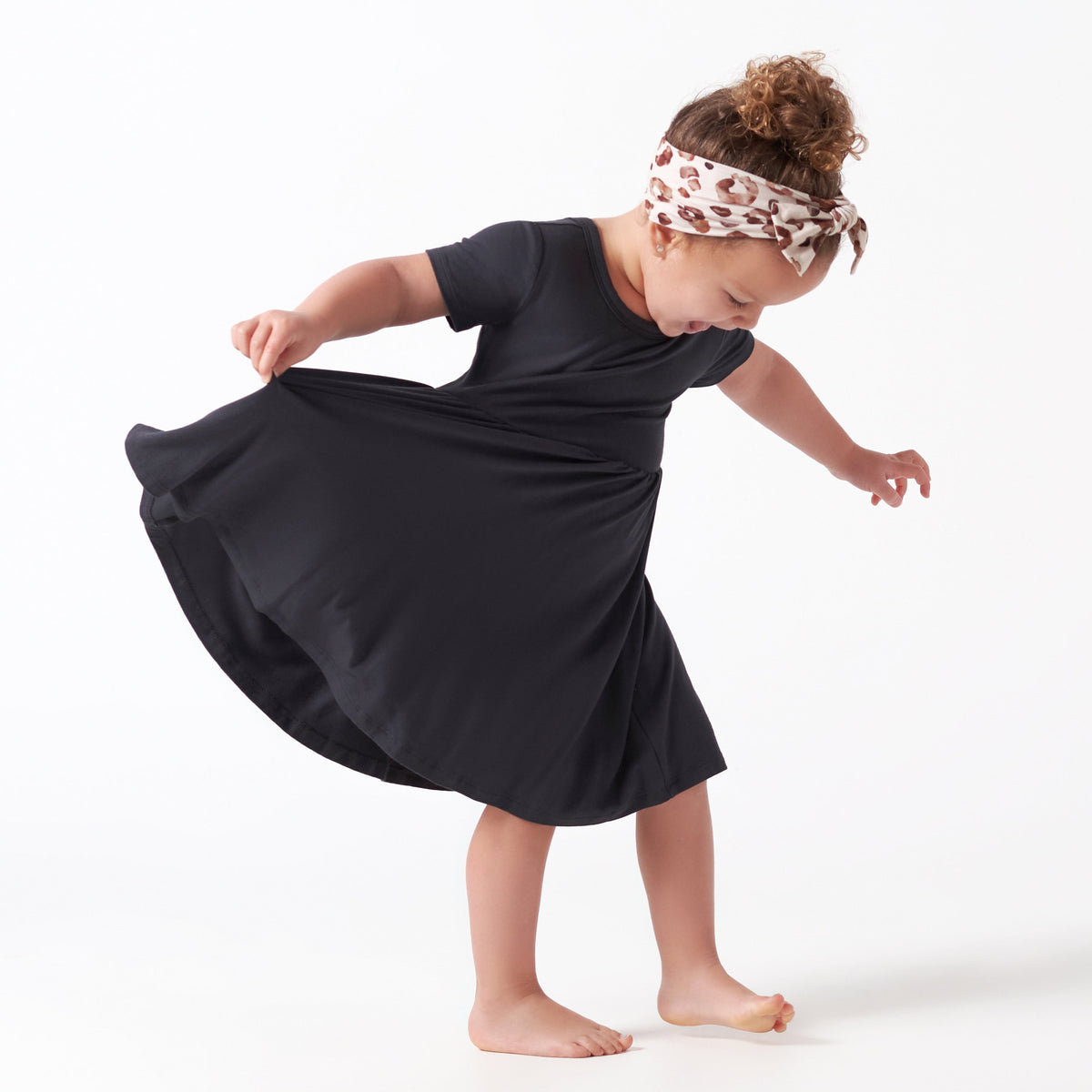 Infant & Toddler Girls Shadow Buttery Soft Viscose Made from Eucalyptus Twirl Dress, lifestyle photo 2