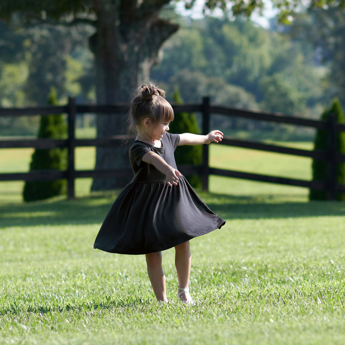 Infant & Toddler Girls Shadow Buttery Soft Viscose Made from Eucalyptus Twirl Dress, lifestyle photo 6