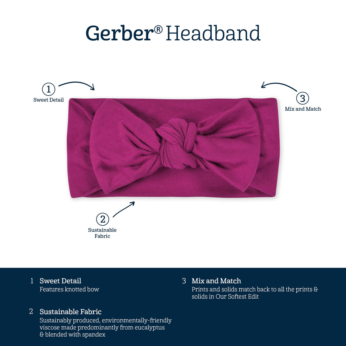 Girls Raspberry Buttery Soft Viscose Made from Eucalyptus Headband-Gerber Childrenswear Wholesale