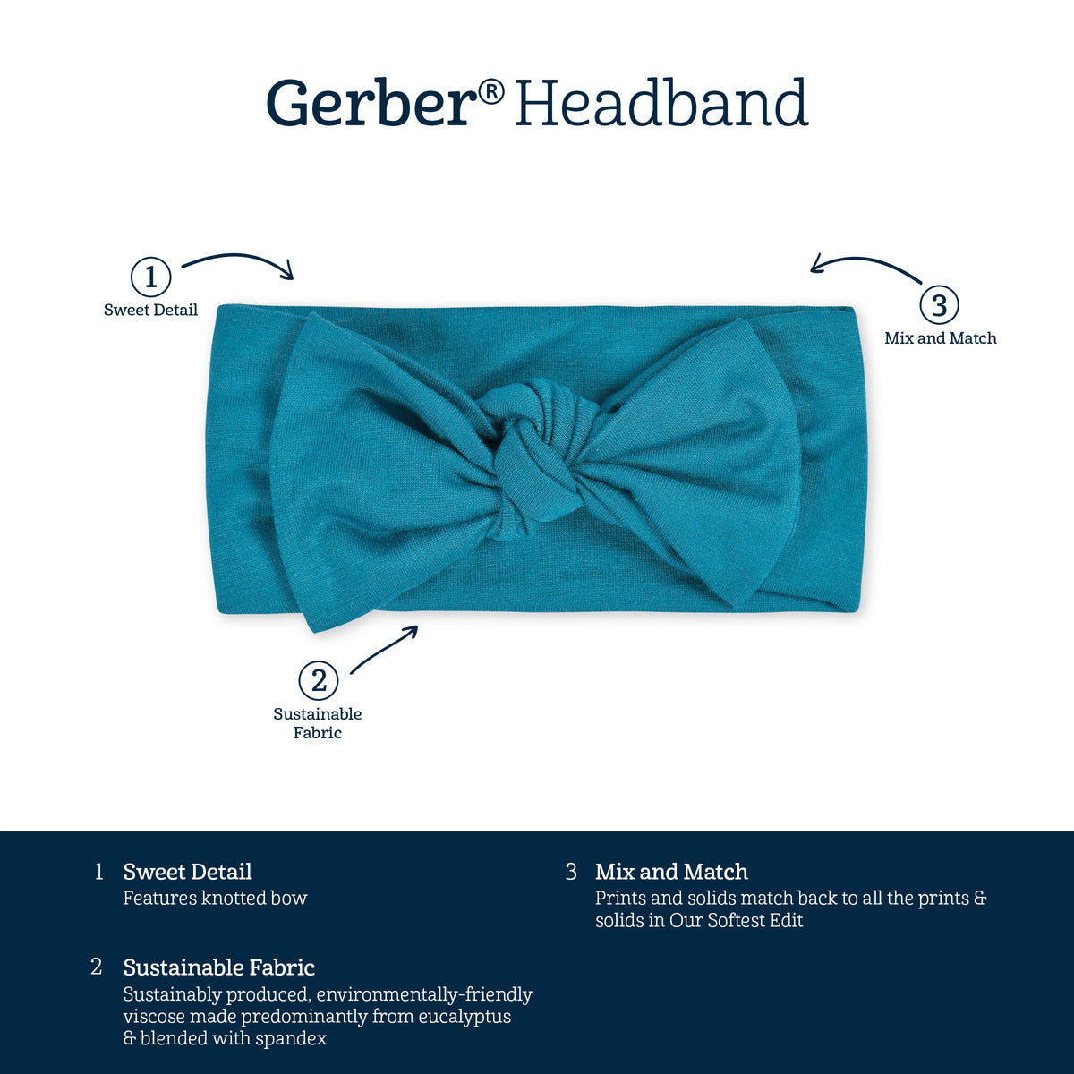 Girls Ocean Teal Buttery Soft Viscose Made from Eucalyptus Headband-Gerber Childrenswear Wholesale