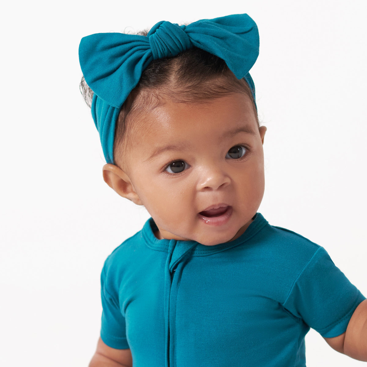 Girls Ocean Teal Buttery Soft Viscose Made from Eucalyptus Headband, lifestyle photo 1