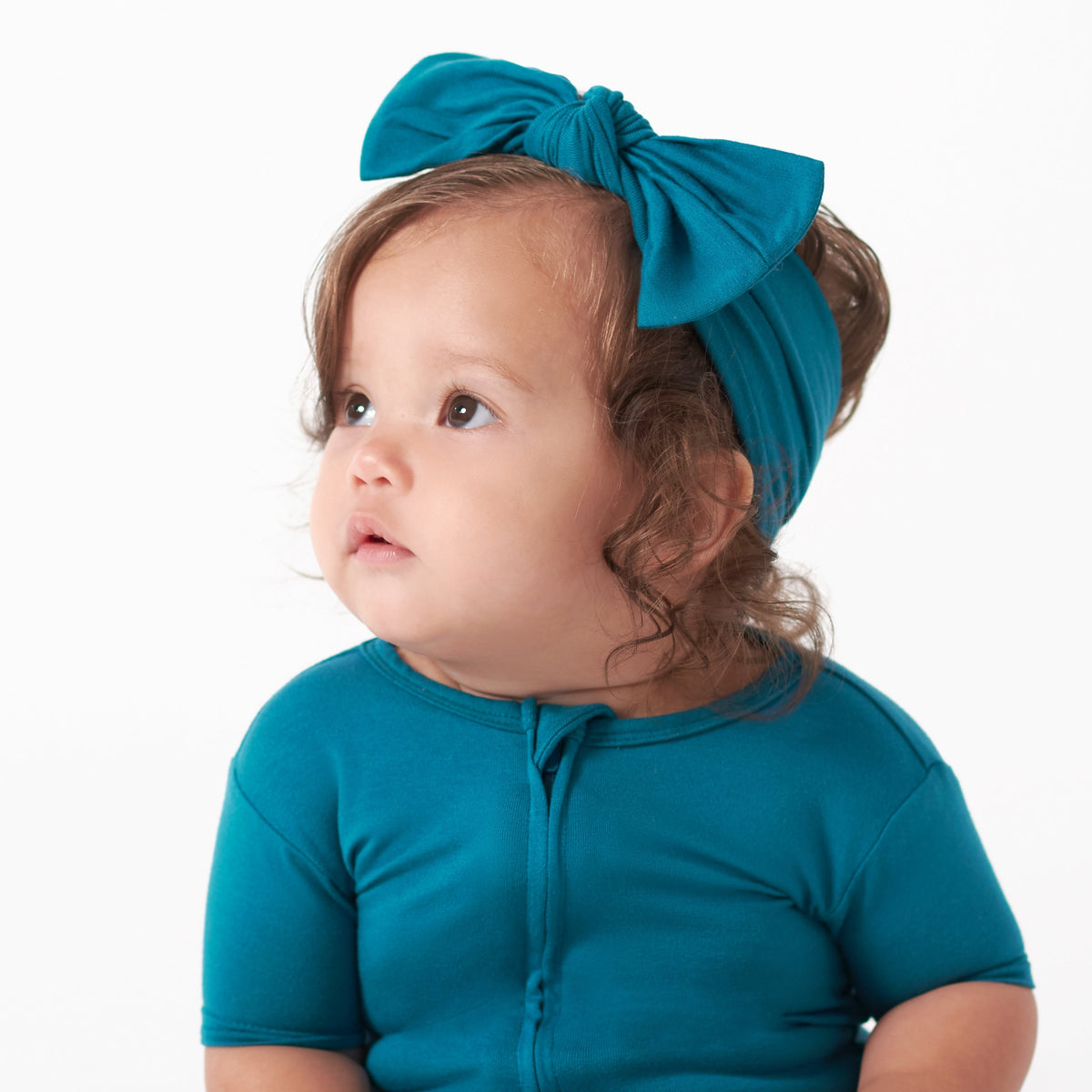 Girls Ocean Teal Buttery Soft Viscose Made from Eucalyptus Headband, lifestyle photo 2