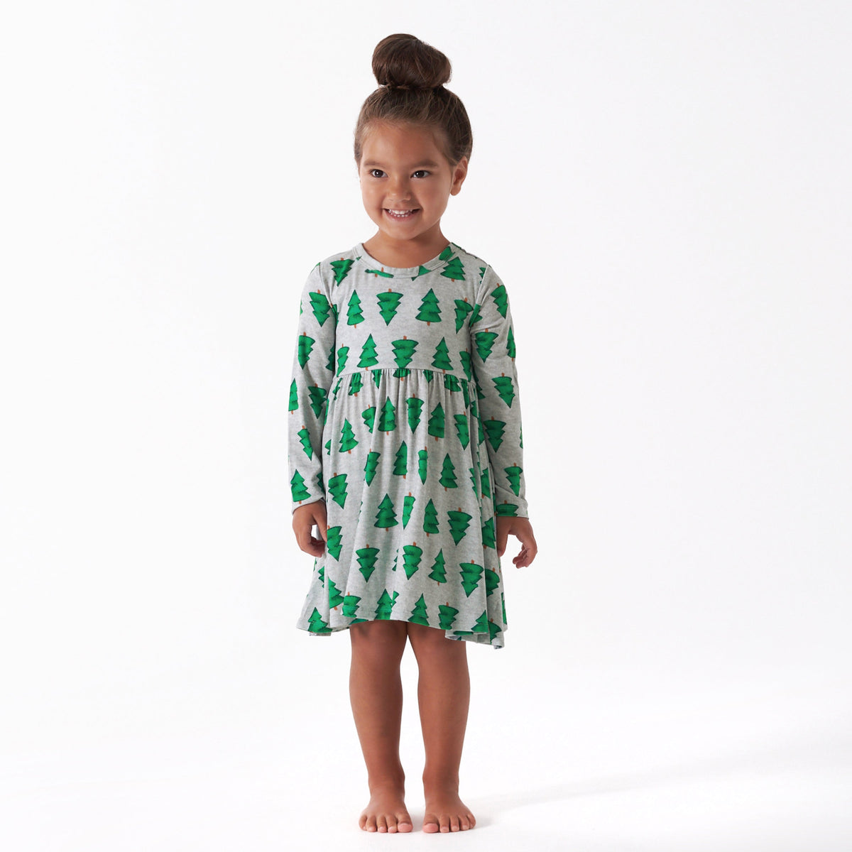 Infant & Toddler Girls Spruce Buttery Soft Viscose Made from Eucalyptus Holiday Twirl Dress, lifestyle photo 1
