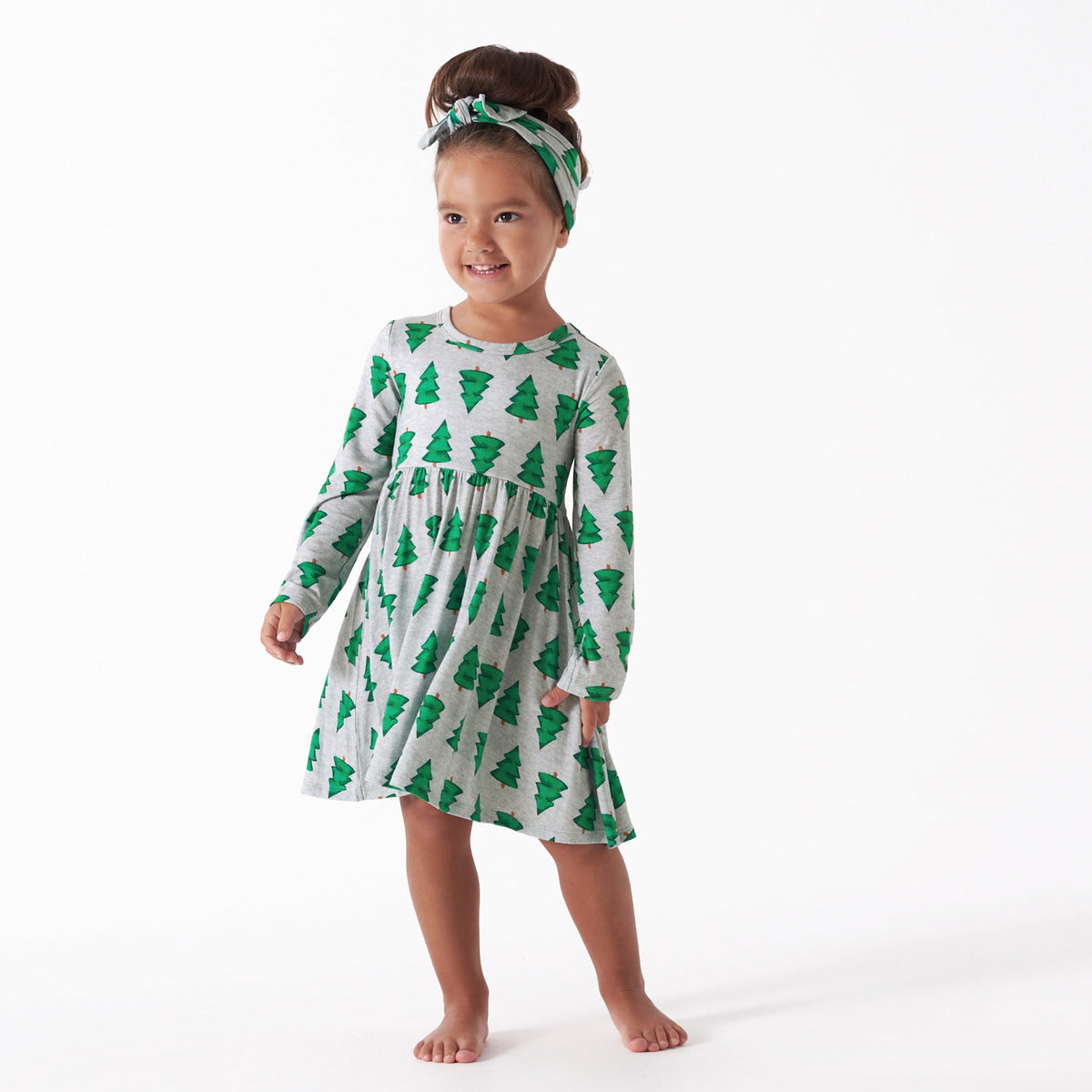Girls Spruce Buttery Soft Viscose Made from Eucalyptus Holiday Headband, lifestyle photo 2