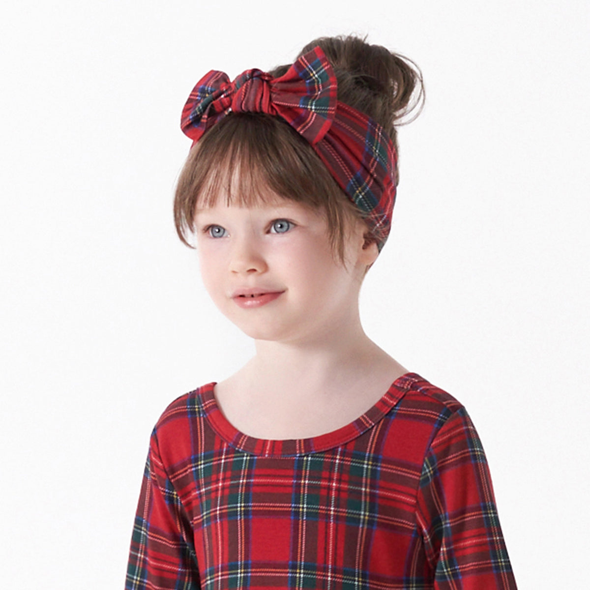 Girls Plaid About You Buttery Soft Viscose Made from Eucalyptus Holiday Headband, lifestyle photo 1