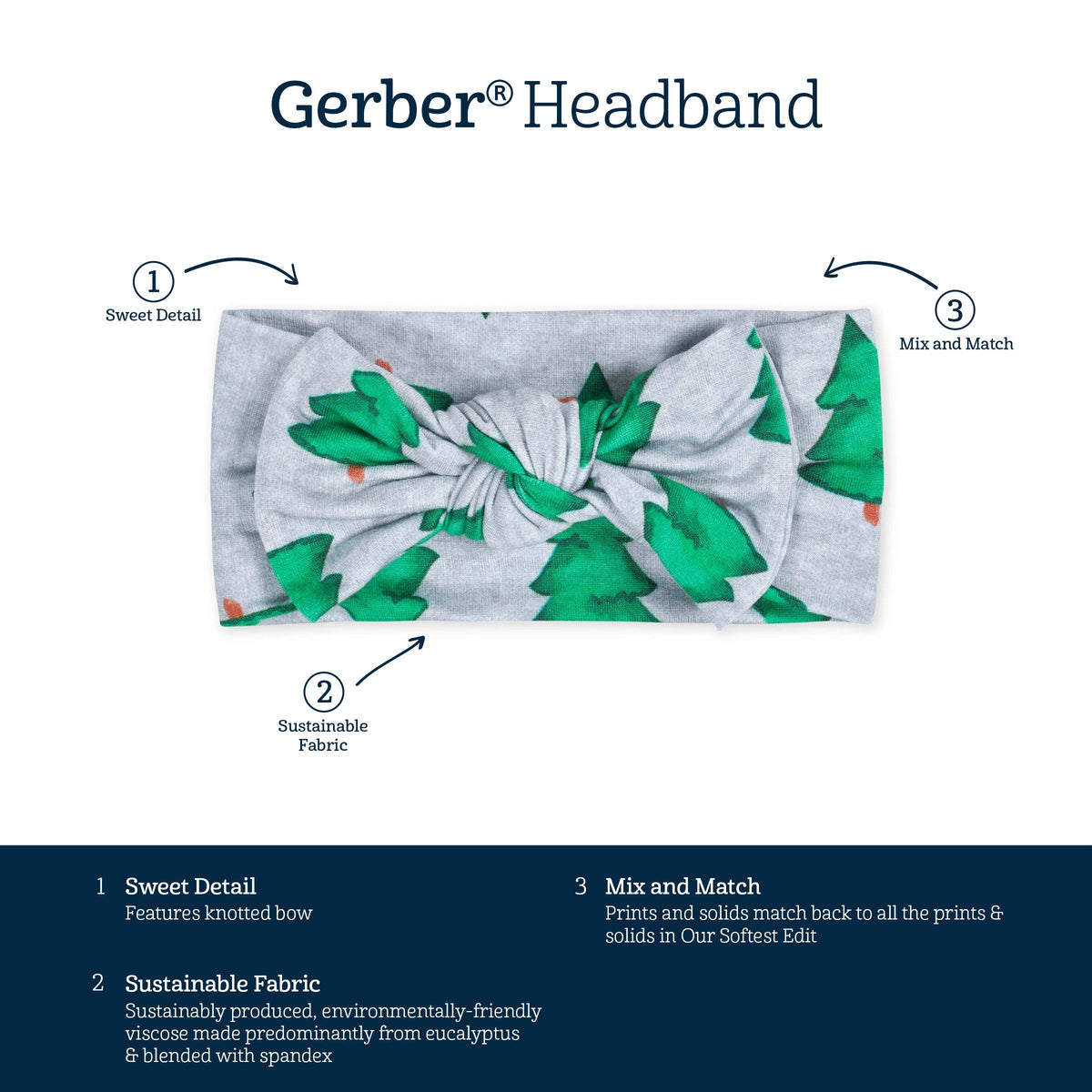 Girls Spruce Buttery Soft Viscose Made from Eucalyptus Holiday Headband-Gerber Childrenswear Wholesale