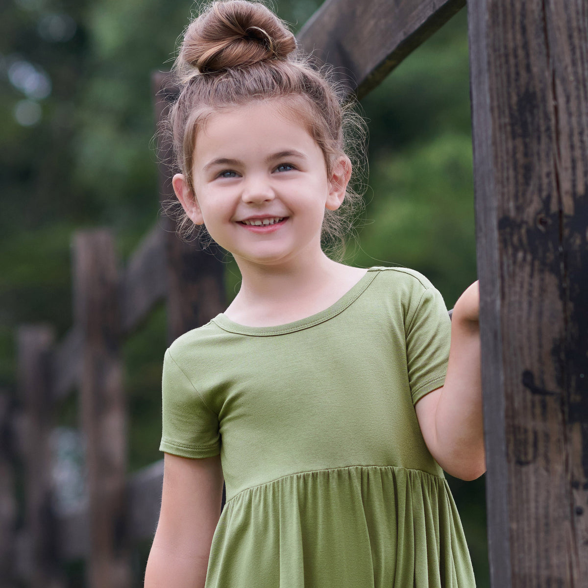 Infant & Toddler Girls Moss Buttery Soft Viscose Made from Eucalyptus Twirl Dress, lifestyle photo 3