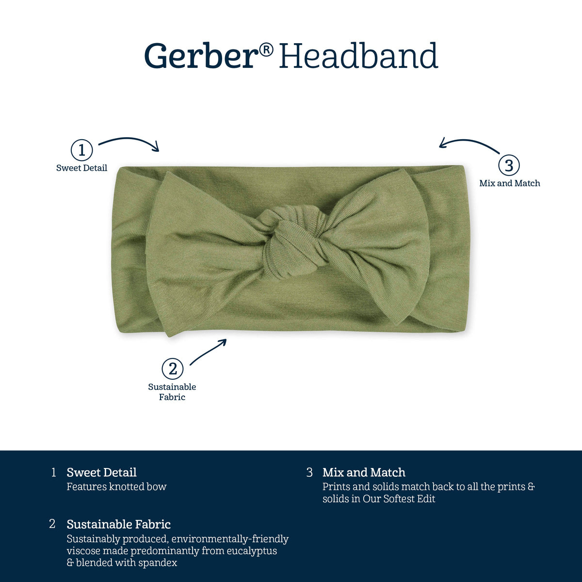 Girls Moss Buttery Soft Viscose Made from Eucalyptus Headband-Gerber Childrenswear Wholesale