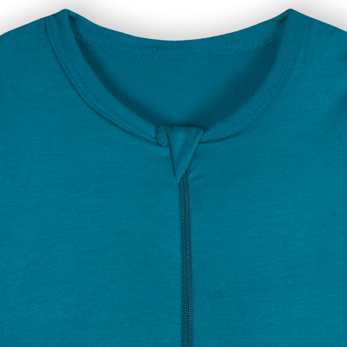 Baby & Toddler Ocean Teal Buttery Soft Viscose Made from Eucalyptus Snug Fit Footed Pajamas, close-up detail 1