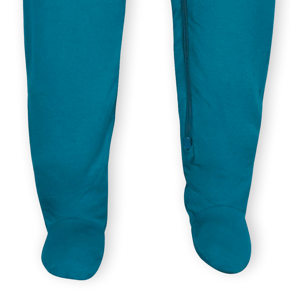 Baby & Toddler Ocean Teal Buttery Soft Viscose Made from Eucalyptus Snug Fit Footed Pajamas, close-up detail 2