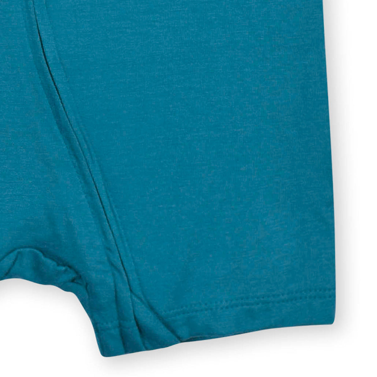 Baby Ocean Teal Buttery Soft Viscose Made from Eucalyptus Snug Fit Romper, close-up detail 2