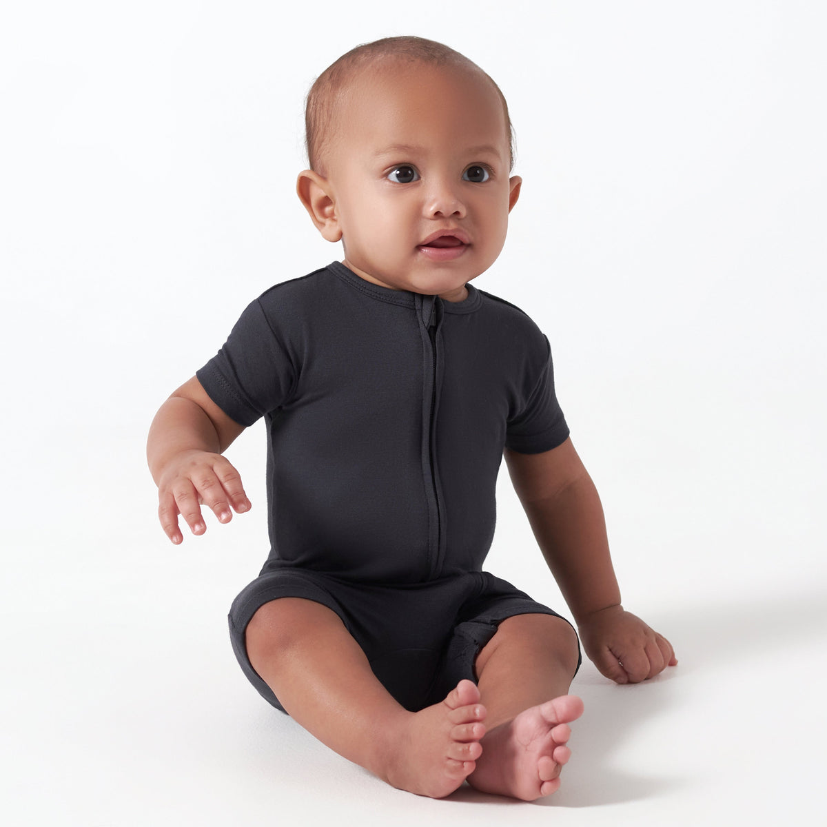 Baby Shadow Buttery Soft Viscose Made from Eucalyptus Snug Fit Romper, lifestyle photo 1