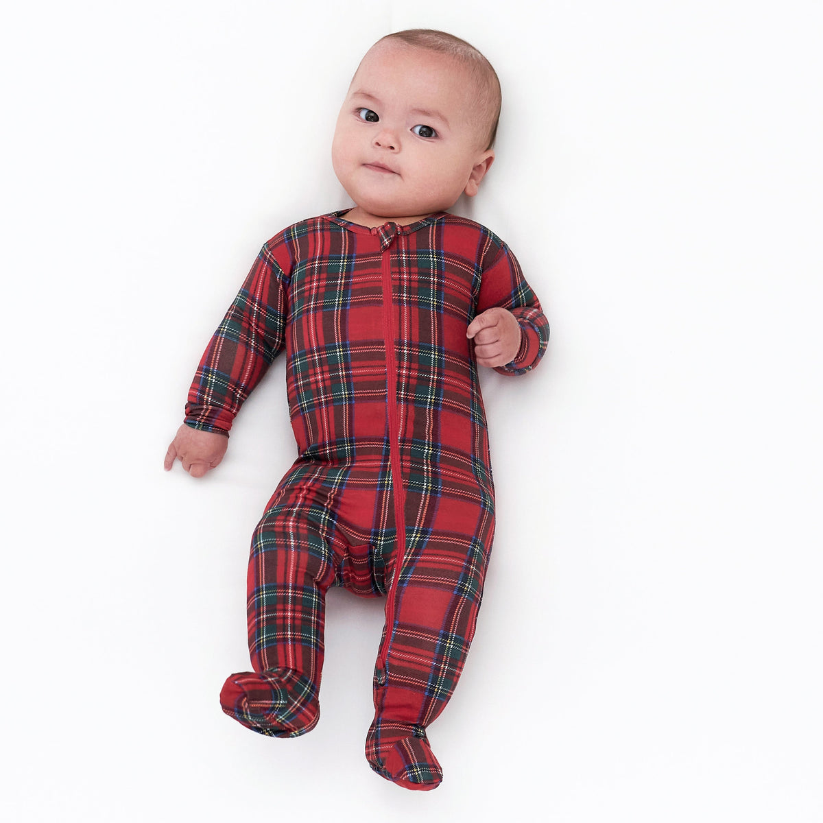 Baby Plaid About You Buttery Soft Viscose Made from Eucalyptus Snug Fit Footed Holiday Pajamas