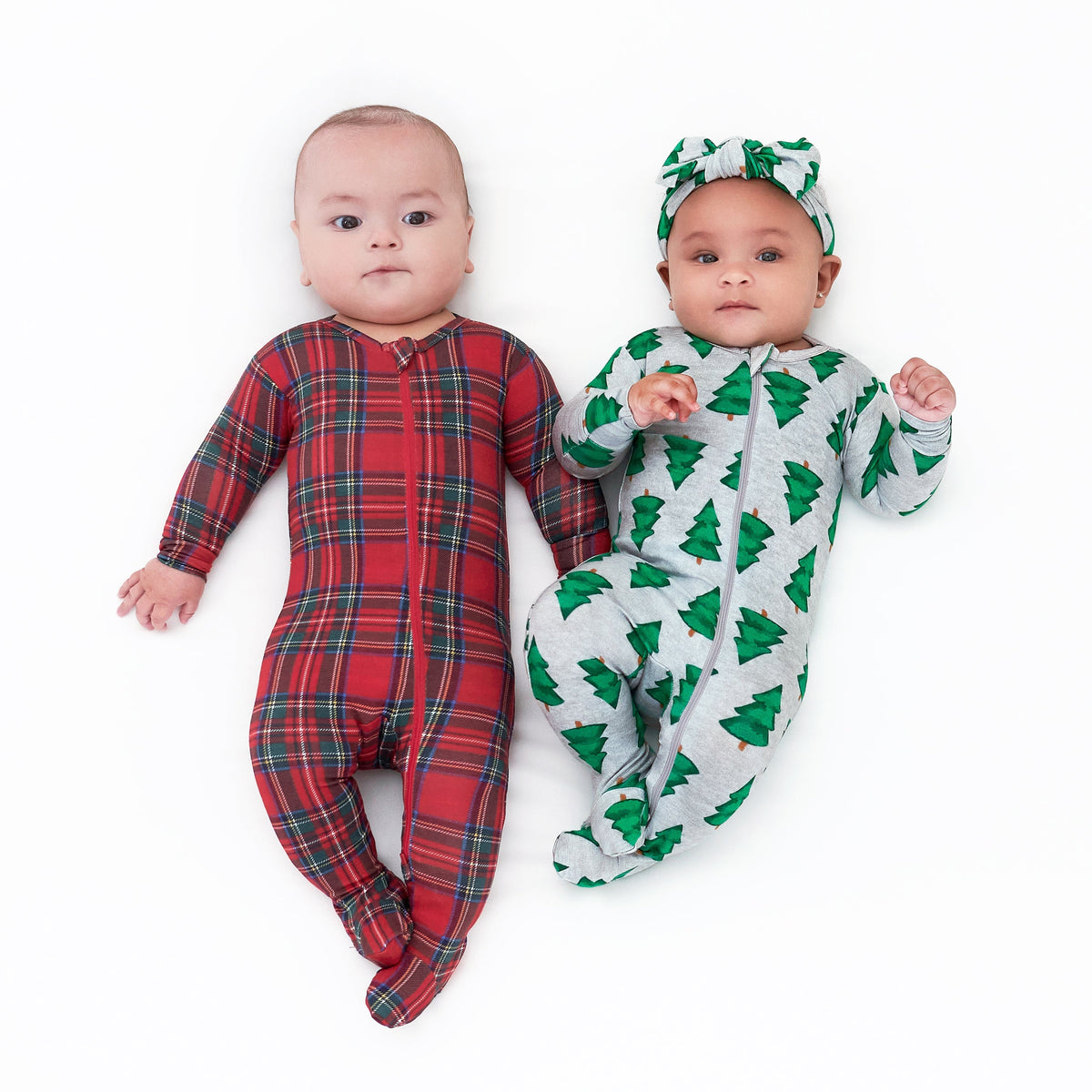 Baby Plaid About You Buttery Soft Viscose Made from Eucalyptus Snug Fit Footed Holiday Pajamas, view 3