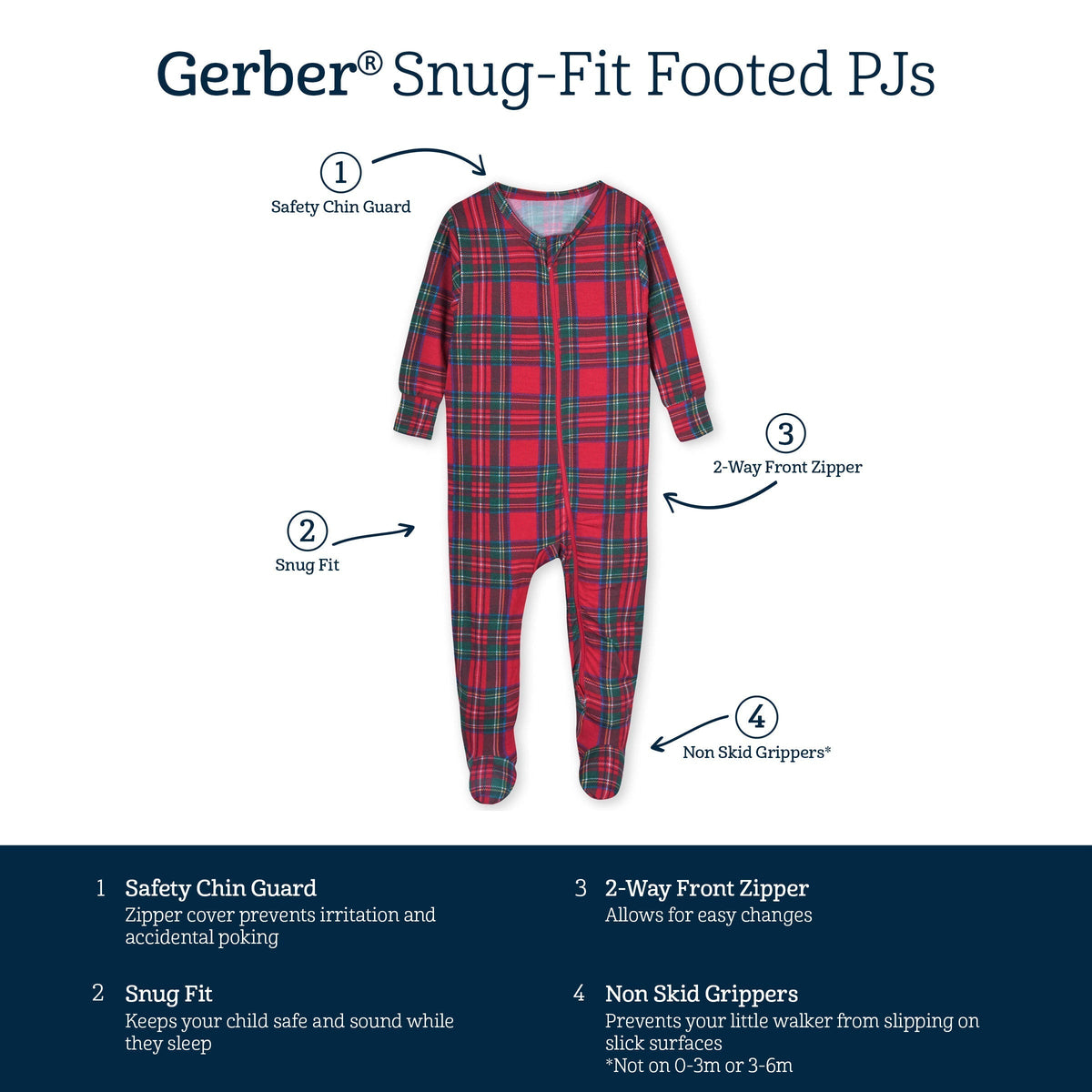 Baby Plaid About You Buttery Soft Viscose Made from Eucalyptus Snug Fit Footed Holiday Pajamas-Gerber Childrenswear Wholesale