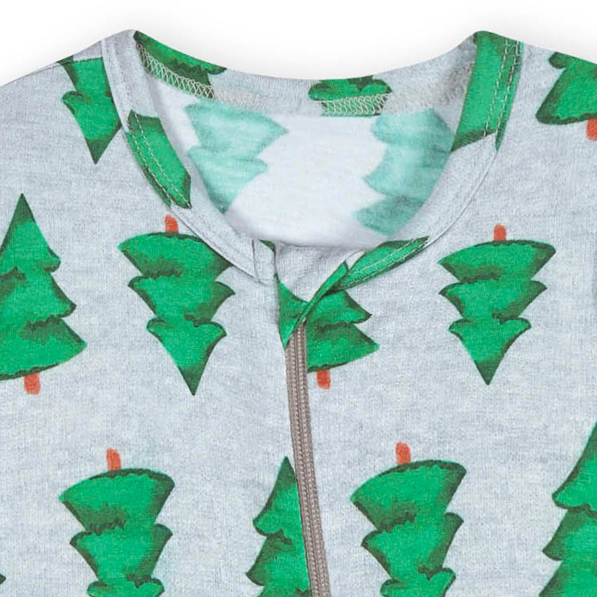 Baby Spruce Buttery Soft Viscose Made from Eucalyptus Snug Fit Footed Holiday Pajamas, close-up detail 1