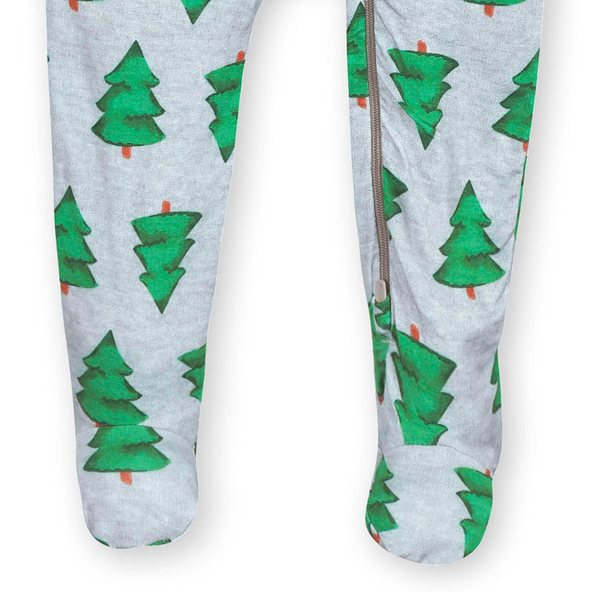 Baby Spruce Buttery Soft Viscose Made from Eucalyptus Snug Fit Footed Holiday Pajamas, close-up detail 2