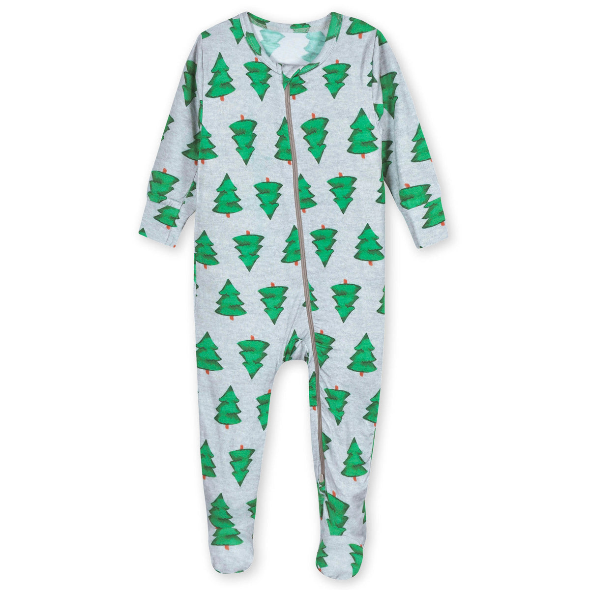 Baby Spruce Buttery Soft Viscose Made from Eucalyptus Snug Fit Footed Holiday Pajamas, view 2
