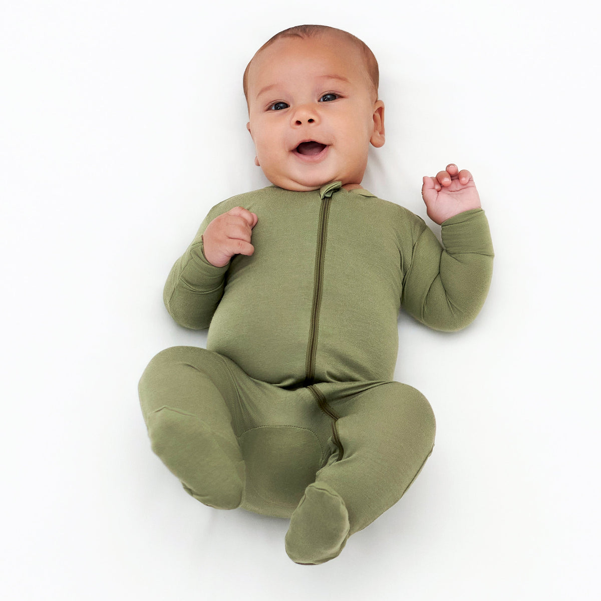 Baby & Toddler Moss Buttery Soft Viscose Made from Eucalyptus Snug Fit Footed Pajamas, view 3