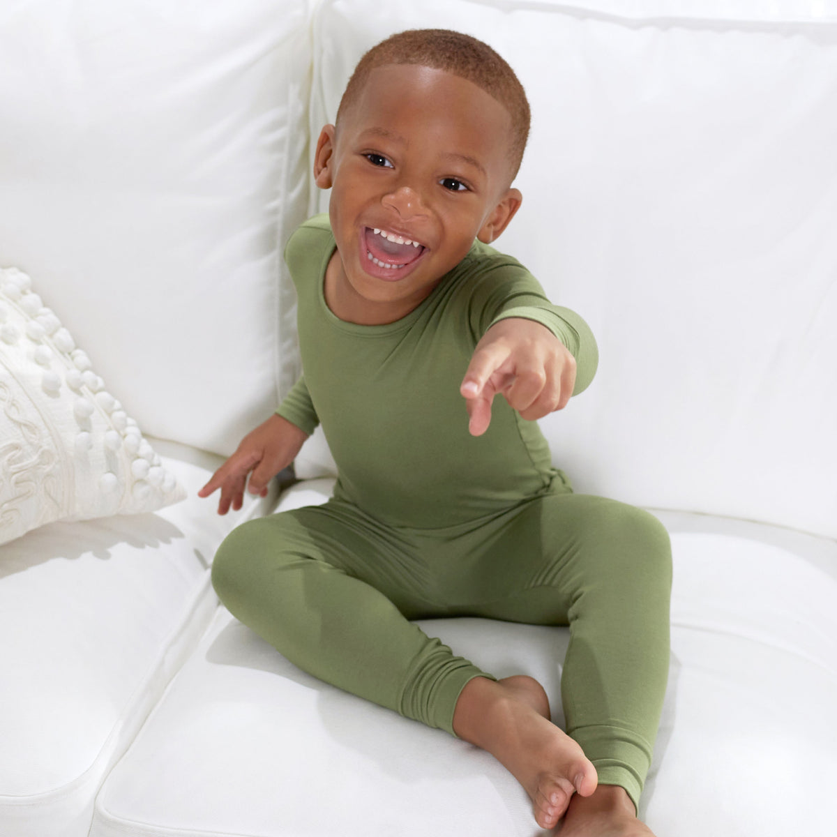 2-Piece Infant & Toddler Moss Buttery Soft Viscose Made from Eucalyptus Snug Fit Pajamas, lifestyle photo 7