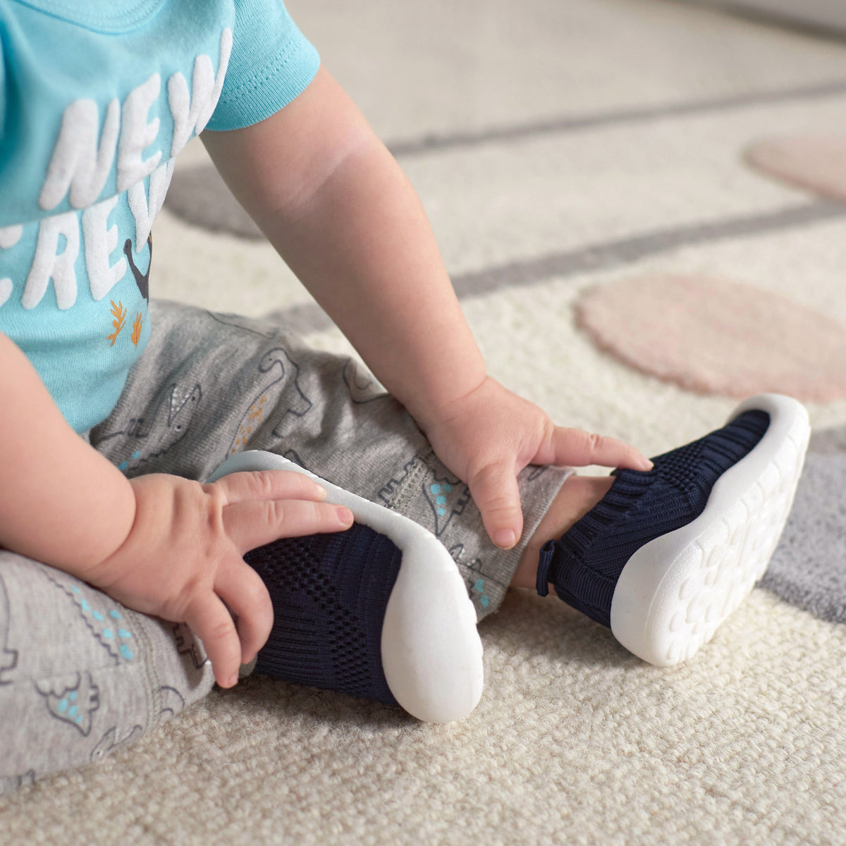 Baby Navy Stretchy Knit Slip-On Sneaker, lifestyle photo 1
