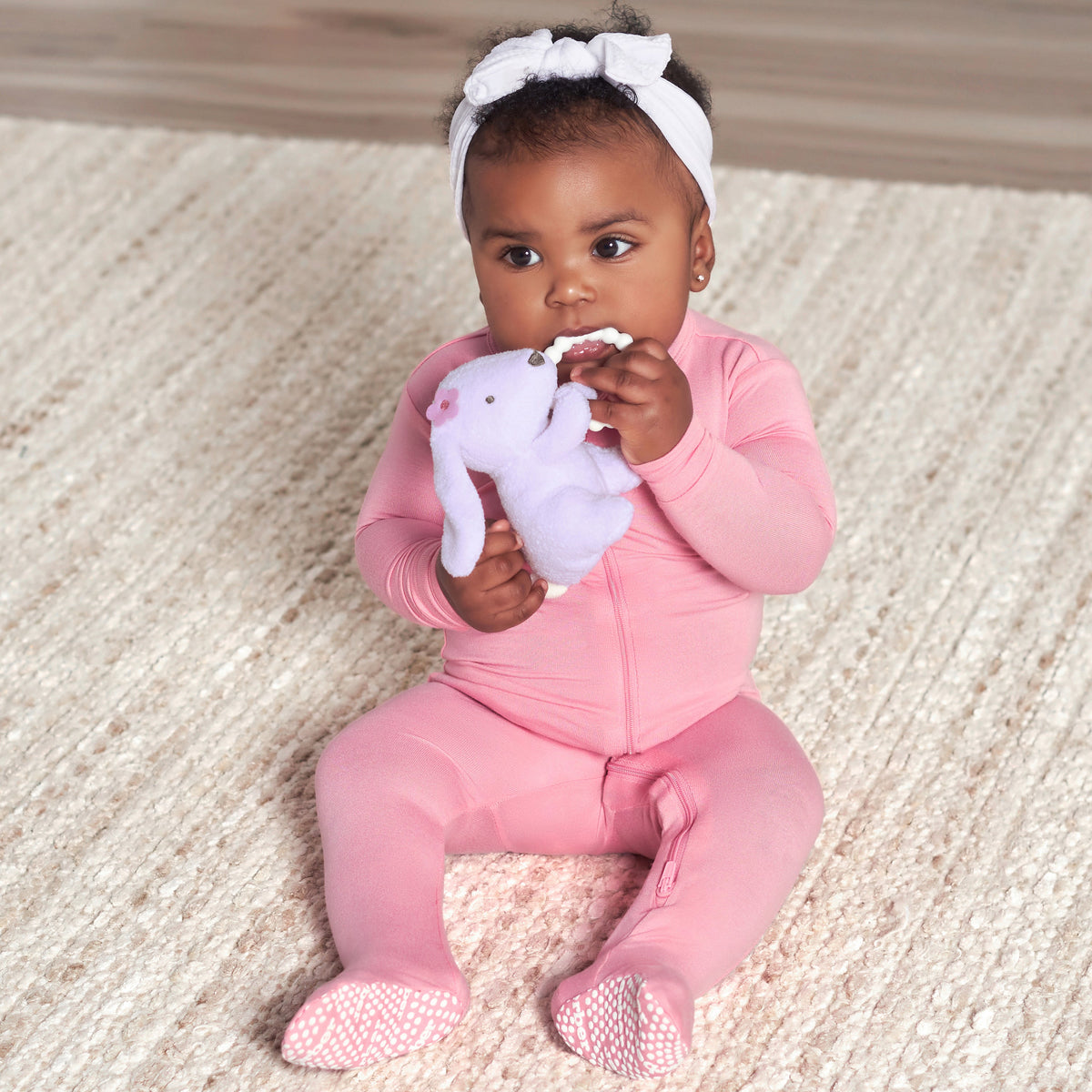 2-Piece Baby Bunny & Hedgehog Rattle and Teether Set, lifestyle photo 4