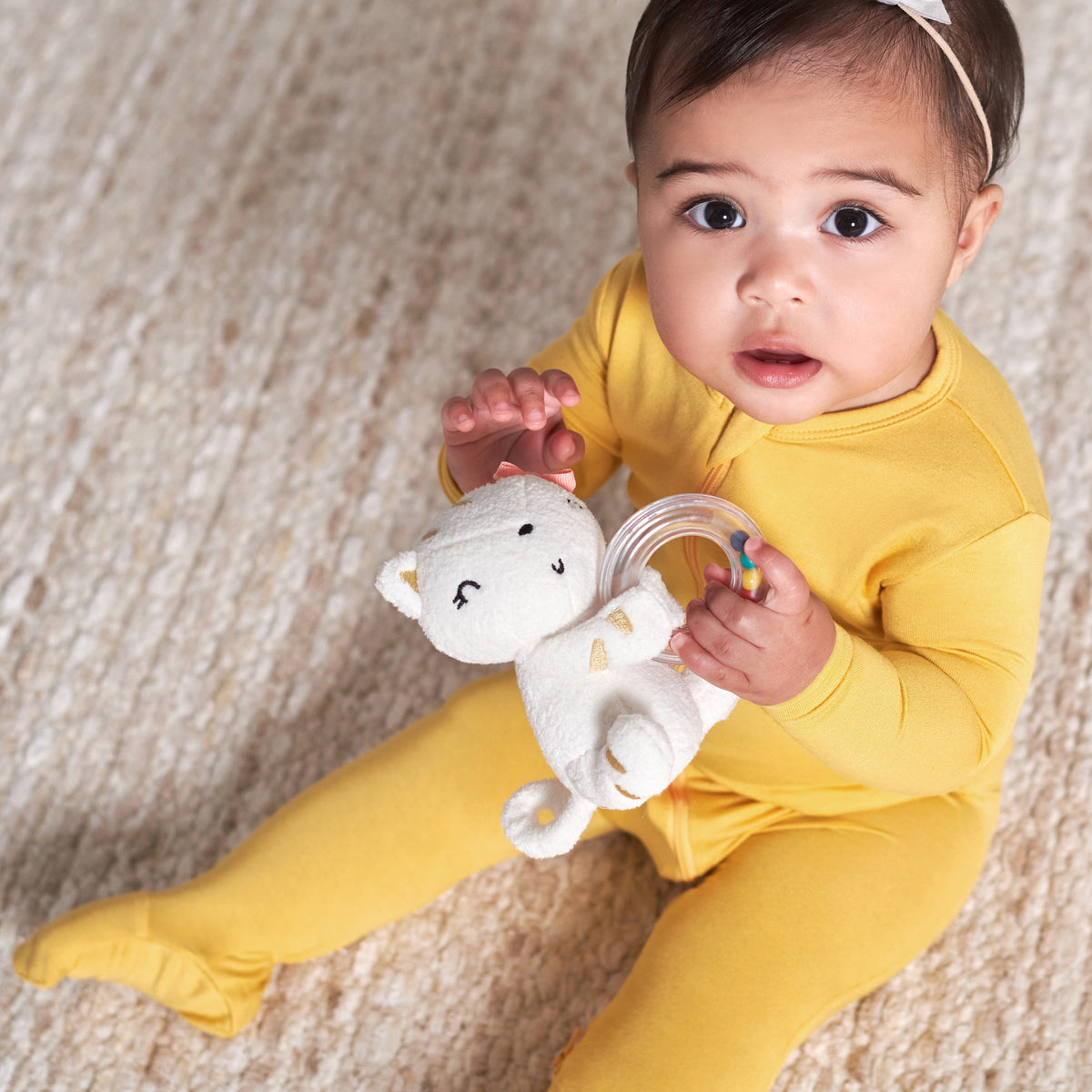 2-Piece Baby Cat & Mouse Rattle and Teether Set, lifestyle photo 2