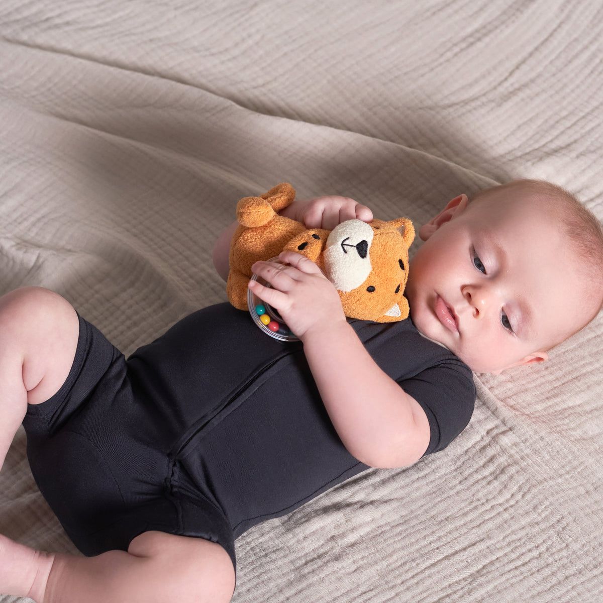 2-Piece Baby Cheetah & Crocodile Rattle and Teether Set, lifestyle photo 1