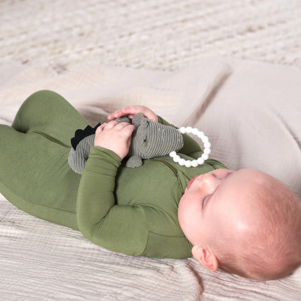 2-Piece Baby Cheetah & Crocodile Rattle and Teether Set, lifestyle photo 2