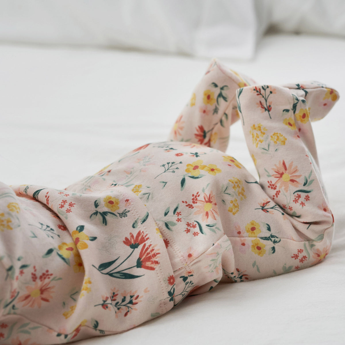 3-Piece Baby Girls Wildflower Long Sleeve Shirt, Footed Pant, & Cap Set, lifestyle photo 3