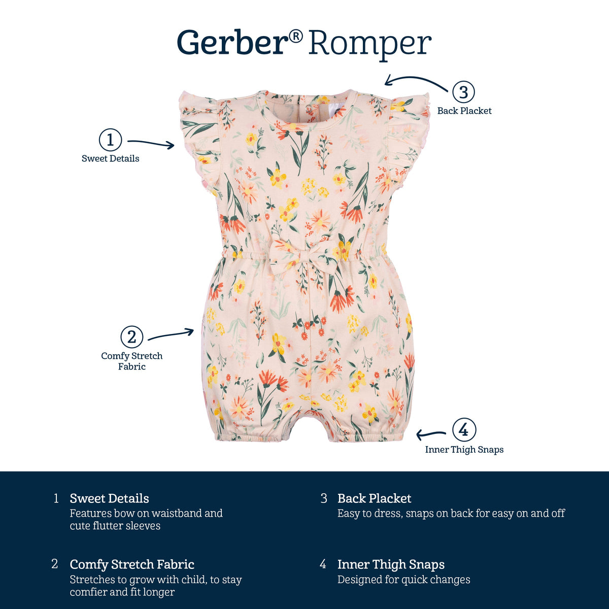 Baby Girls Wildflower Romper-Gerber Childrenswear Wholesale