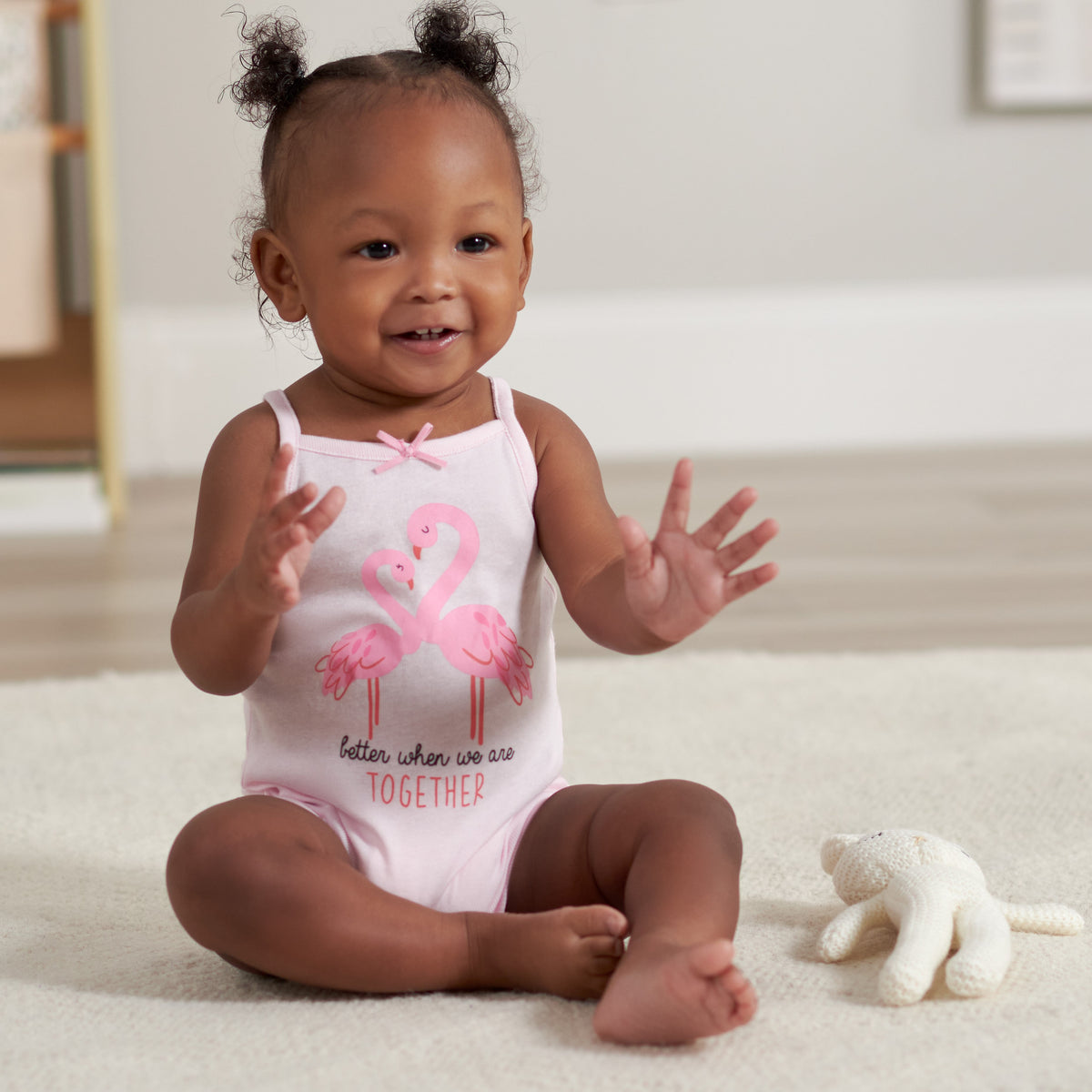 4-Pack Baby Girls Flamingo Fun Sleeveless Onesies Bodysuits, lifestyle photo 1