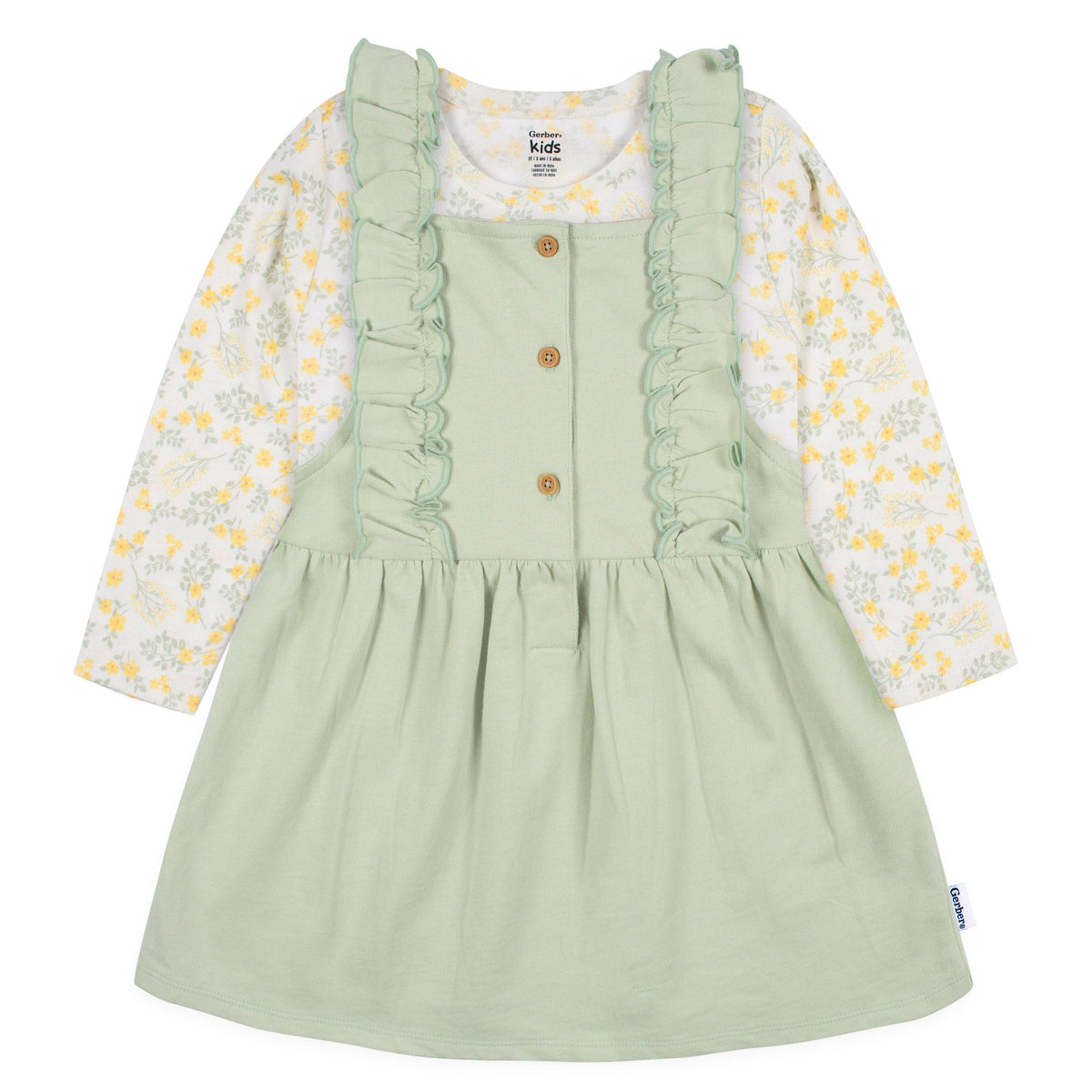 2-Piece Infant & Toddler Girls Green Floral Jumper & Top Set, additional view 3