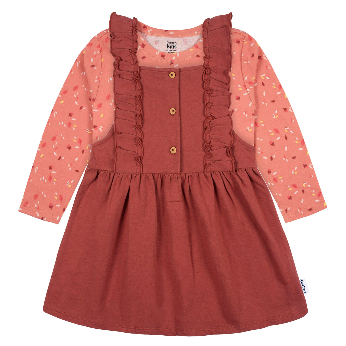 2-Piece Infant & Toddler Girls Orange Leaves Jumper & Top Set, additional view 3