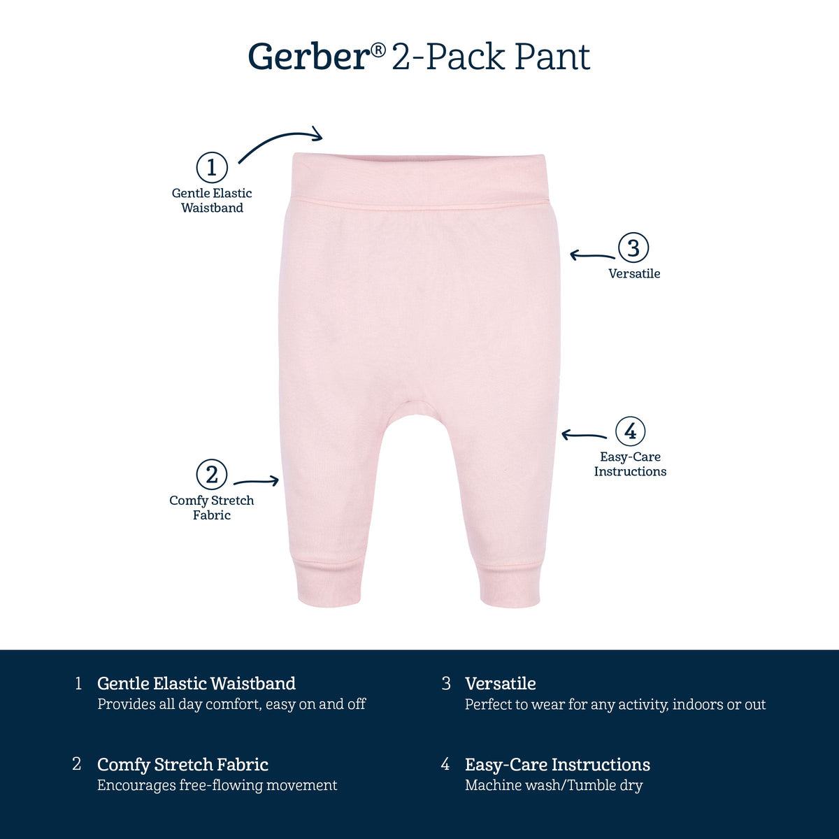 2-Pack Baby Girls Appley Sweet Pants-Gerber Childrenswear Wholesale