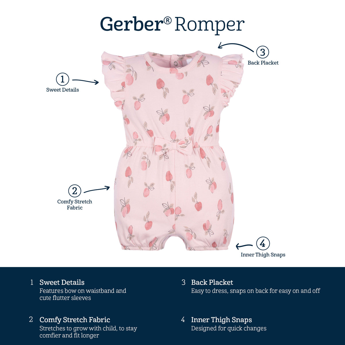 Baby Girls Appley Sweet Romper-Gerber Childrenswear Wholesale