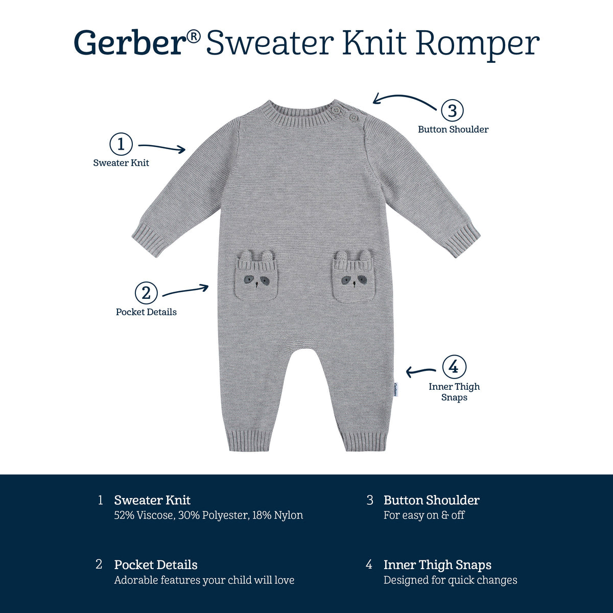 Baby Boys Raccoon Romper, view 5