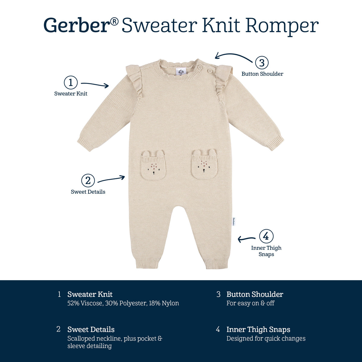 Baby Girls Deer Romper, view 5