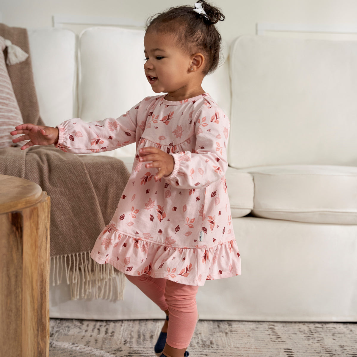 2-Piece Baby & Toddler Girls Leaves Dress & Legging Set, lifestyle photo 1