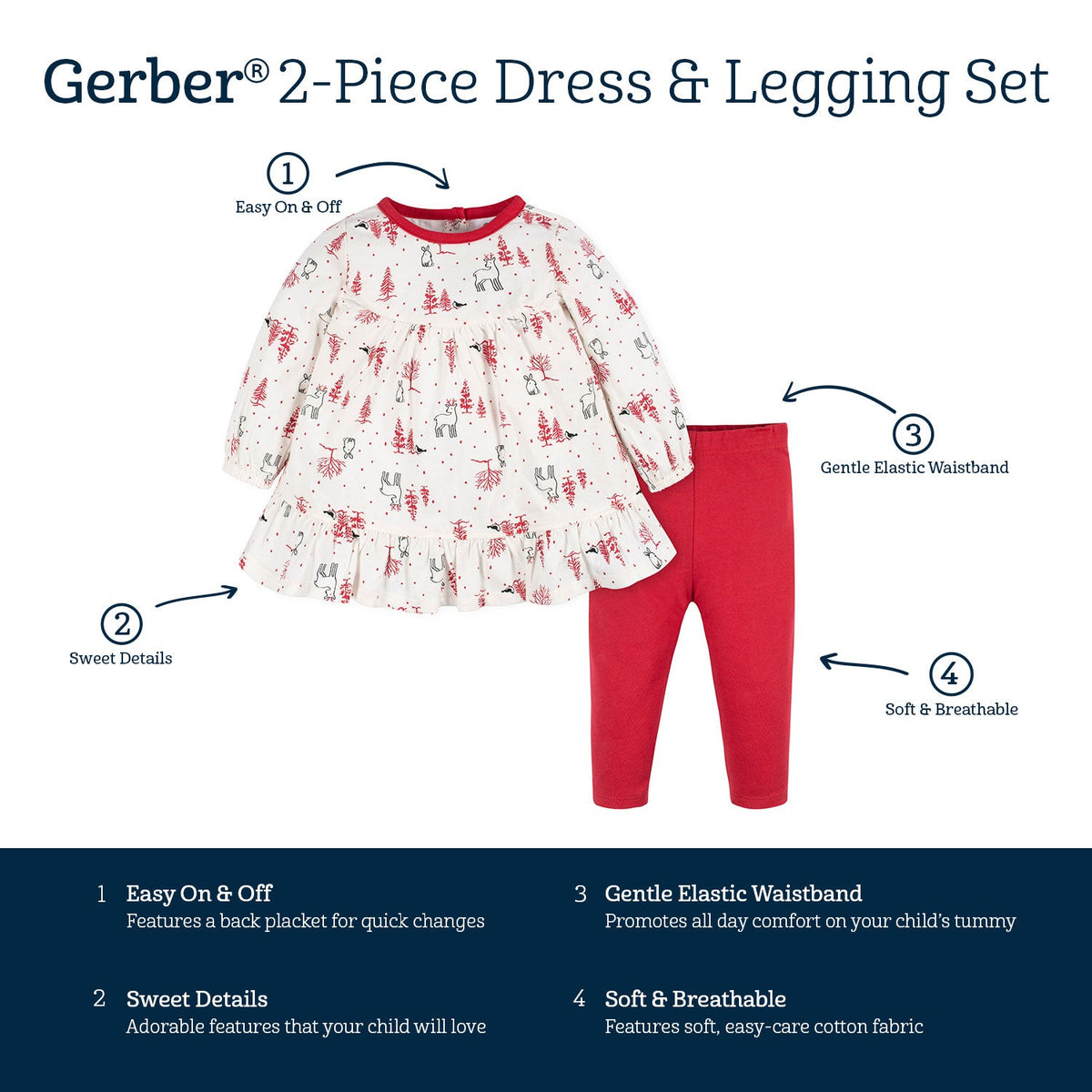 2-Piece Baby & Toddler Girls Winter Scene Dress & Legging Set-Gerber Childrenswear Wholesale