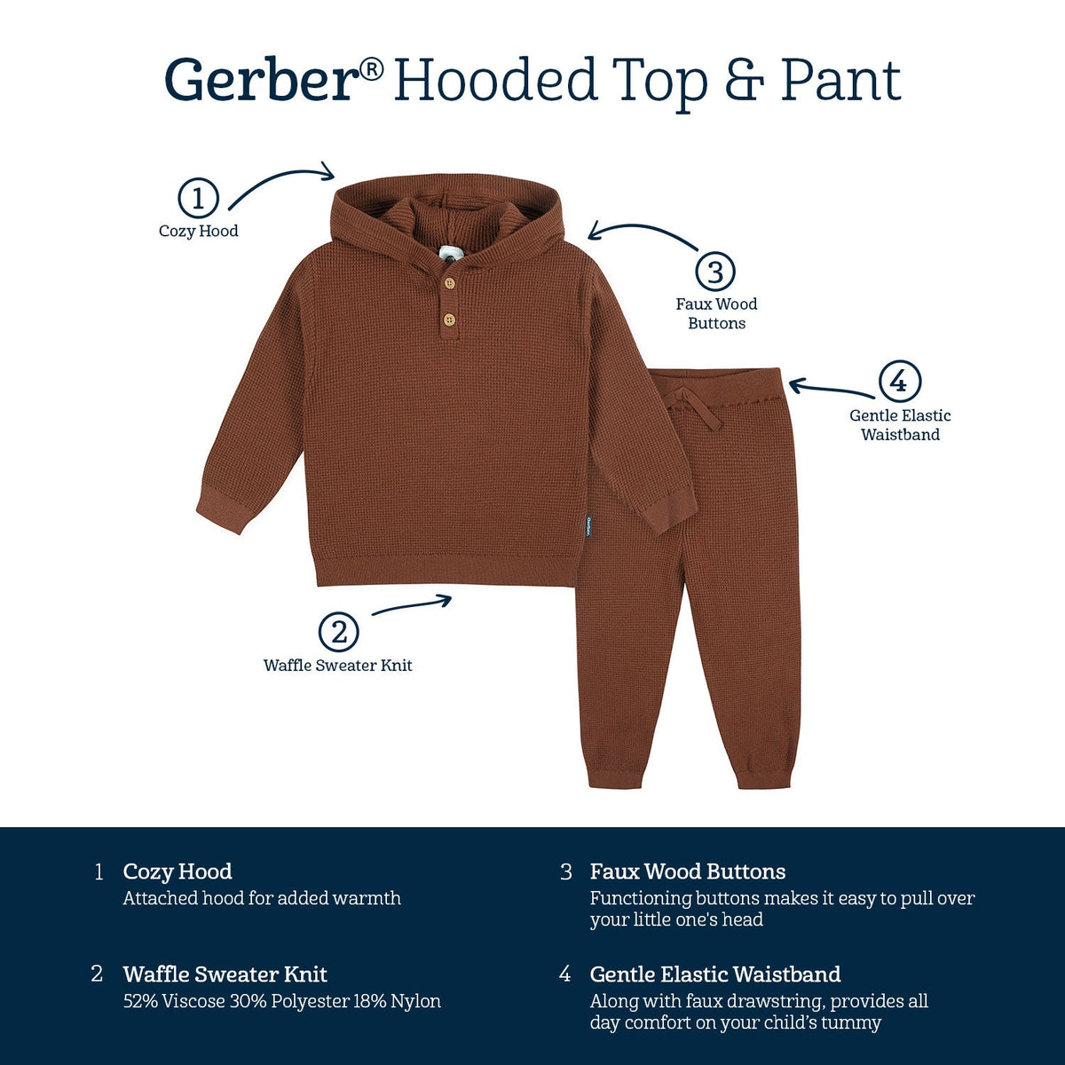 2-Piece Infant and Toddler Boys Rust Sweater Knit Set, view 7