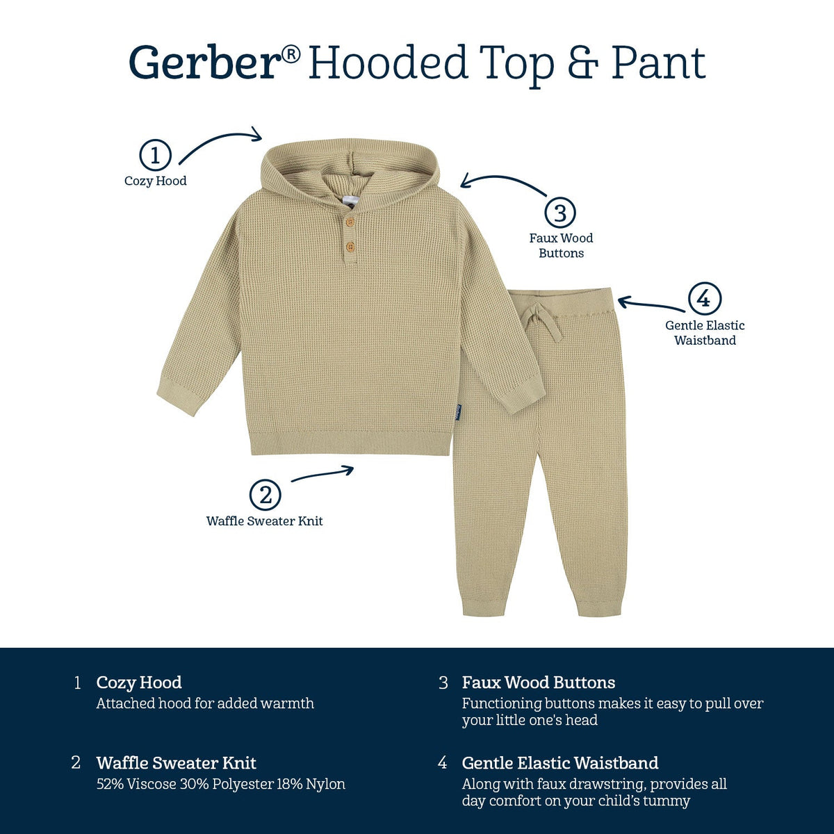 2-Piece Infant and Toddler Boys Tan Sweater Knit Set, view 7